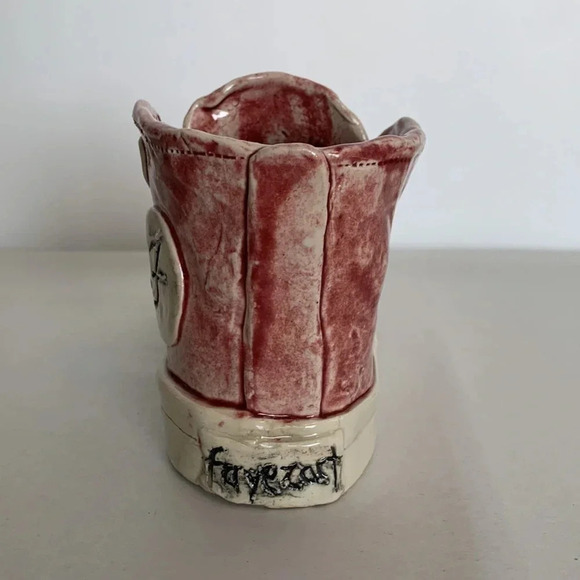 Fayezart Signed Northwest Studio Art Pottery Sneaker Converse Shoe Red - Picture 6 of 16